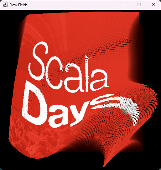 Screenshot of the Scala days logo dissolving